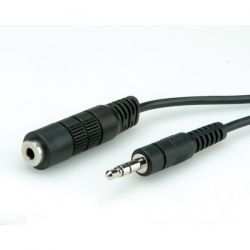 ROLINE 11.09.4355 :: 3.5 мм кабел M/F, 5.0 м, черен цвят
