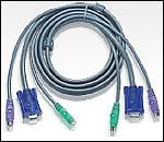ATEN 2L-1003P/C :: KVM кабел, HD15 M + 2x PS2 M >> HD15 F + 2x PS2 M, 3.0 м