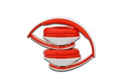 EDNET 83056 :: HEAD BANG слушалки с вграден микрофон, сгъваеми, червено-бели