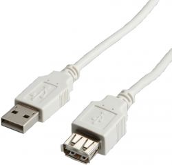 ROLINE S3111-400 :: USB 2.0 кабел, A-A, M/F, бежов, 0.8 м