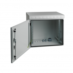 MIRSAN MR.IP55W16U45.02 :: IP55 Outdoor сървърен шкаф - 600 x 450 x 810 мм, D=450 мм / 16U, 100 кг товар, бял, за стена