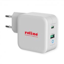 ROLINE 19.11.1041 :: USB Wall Charger Euro Plug, 2 Ports, 1x QC3.0 + 1x C (PD), 65W