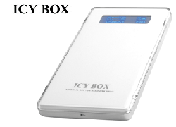 ICYBOX IB-220StU-Wh :: Външна кутия за 2.5" SATA HDD, алуминиева, дисплей + калъф, USB 2.0 интерфейс