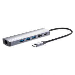 MANNATTAN 153959 :: USB Type-C PD 6-in-1 Докинг станция, USB-C PD 100W, HDMI 4K60Hz, Gigabit RJ45 