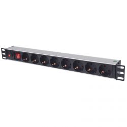 INTELLINET 713986 :: Разклонител PDU за 19" шкаф, 8 гнезда, 16А, On/Off, алуминиев, 3.0 м