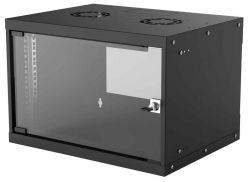 INTELLINET 714143 :: 19" Basic Wallmount Cabinet 6U, 400 mm Deep, IP20-Rated Housing, Flatpacked, Black