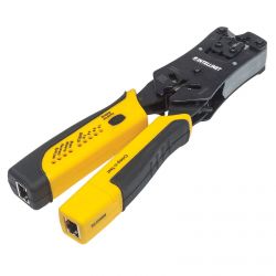 INTELLINET 780124 :: 2-in-1 Crimper and Cable Tester - Cuts, Strips, Terminates and Tests