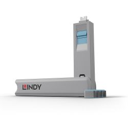 LINDY LNY-40465 :: Система за заключване на USB Type-C портове, син 1 ключ, 4 порт блокера, 