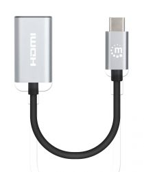 MANHATTAN 153973 :: Adapter USB Type-C 3.2 Male to HDMI-Female, 4K@60Hz (3840×2160) Active, Aluminum, Space Gray