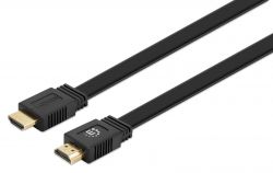 MANHATTAN 355599 :: Cable HDMI M/M, Flat High Speed 4K@60Hz UHD, , HDR, HEC, ARC, Gold-plated Contacts, 0.5m, Black