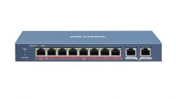 HIKVISION DS-3E0310HP-E :: 10 port, 8 PoE ports 10/100 +2 x Gigabit uplink, Switch L2, Unmanaged, 60W, 300m