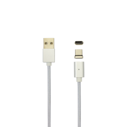 SBOX MAGNETIC-TYPEC :: Cable magnetic USB-A 2.0 to Type USB-C, Silver, up to 480 Mbps, 1m