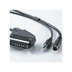 VALUE 11.99.4311 :: DVD комплект кабели, 10.0 м, Scart/M към SVHS/M + 3.5 мм Stereo/M, tin-plated, черен цвят
