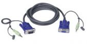 ATEN 2L-2402A :: KVM кабел, HD15 F + Audio plug >> HD15 M + Audio plug, 1.8 м
