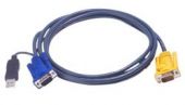 ATEN 2L-5206UP :: KVM кабел, HD15 M + USB type A M >> SPHD15 M, 6.0 м