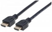 MANHATTAN 353939 :: HDMI кабел с Ethernet за монтаж в стена, CL3, HEC, ARC, 3D, 4K, M/M, Shielded, Черен, 2 m