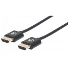 MANHATTAN 394352 :: Ултра тънък 4k High Speed HDMI кабел с Ethernet, HEC, ARC, 3D, 4K, M/M, Shielded, Черен, 1.0 m