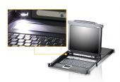 ATEN CL5708N :: 8-Port Combo(PS/2 &USB), 19" LCD KVMP Switch with Fingerprint Reader, 1280x1024