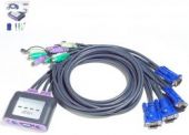 ATEN CS64A :: KVM превключвател, 4х 1, автом., PS2 + audio, включени кабели