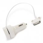 TUCANO DC-TRIRE-W :: Зарядно за кола, Micro USB, 30-pin и 8-pin конектори, подходящо за iPhone/iPad