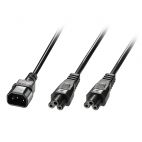 LINDY 30370 :: Захранващ Y-образен кабел, 1 x IEC C13 към 2 x IEC C13, 2.5m
