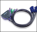 ATEN CS62S :: KVM превключвател, 2х 1, автом., PS2, включени кабели 0.9 м