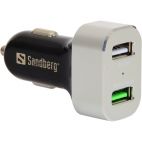 SANDBERG SNB-441-10 :: Зарядно за кола, 1x QC 3.0 + 1x USB, 2.4A