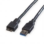 ROLINE 11.02.8877 :: USB 3.2 Gen 1 кабел, A - Micro B, M/M, черен цвят, 3.0 м