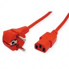 ROLINE 19.08.1010 :: Захранващ кабел, прав IEC конектор, червен цвят, 1.8 м