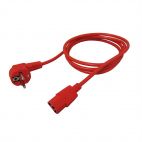 ROLINE 19.08.1010 :: Захранващ кабел, прав IEC конектор, червен цвят, 1.8 м