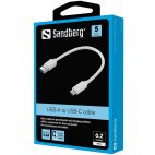 SANDBERG SNB-136-29:: Кабел USB-C 3.1 към USB-A 3.0,  0.2m