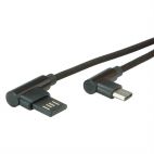 ROLINE 11.02.9037 :: USB 2.0 Cable, C (90° angled) - A reversible, M/M, black, 3 m