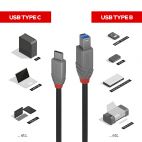 LINDY LNY-36665 :: 1m USB 3.2 Type C to B Cable, 5Gbps, Anthra Line