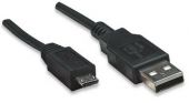MANHATTAN 307178 :: Кабел USB А/М - microB/M 1.8 м, черен цвят