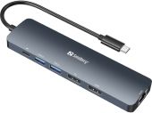 SANDBERG SNB-136-43 :: Докинг станция USB-C към HDMI, LAN, DP,  USB