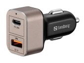 SANDBERG SNB-441-43 :: Зарядно за кола 1x QC USB 3.0+1x USB-C 24W