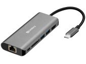 SANDBERG SNB-136-18 :: Докинг станция USB Type-C към HDMI+LAN+SD+USB, 100W