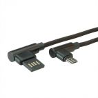 ROLINE 11.02.8721 :: USB 2.0 кабел, Type A M reversible - Micro B (90° по ъгъл), M/M, 1.8 м