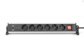 DIGITUS DA-70624 :: 6-way office power strip with 3x USB ports, 1.5m