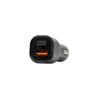 SBOX CC-038 :: USB CAR CHARGER, DC 12-24V, USB : 1xTYPE-C PD 3.0 5V/3A, 9V/2.22A, 12V/1.67A & 1x USB-A QC 3.0 5V/3A, 9V/2A, 12V/1.5A , black