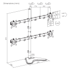 SBOX LCD-F048-2 :: Стойка за плот, 4x LCD 17-32“ до 9 kg (4 x 9kg), черна