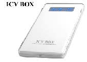 ICYBOX IB-220StU-Wh :: Външна кутия за 2.5" SATA HDD, алуминиева, дисплей + калъф, USB 2.0 интерфейс