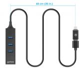 MANHATTAN 180894 :: 3-Портов Combo хъб USB 3.0 Type-C/А с Gigabit Ethernet, черен