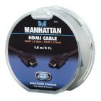 MANHATTAN 391511 :: High Speed HDMI Display Cable, HDMI Male to Male, Shielded, Black/Gray, 1.8 m (6 ft.)