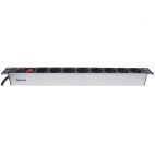 INTELLINET 713986 :: Разклонител PDU за 19" шкаф, 8 гнезда, 16А, On/Off, алуминиев, 3.0 м