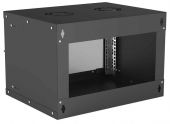 INTELLINET 714143 :: 19" Basic Wallmount Cabinet 6U, 400 mm Deep, IP20-Rated Housing, Flatpacked, Black