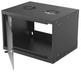 INTELLINET 714143 :: 19" Basic Wallmount Cabinet 6U, 400 mm Deep, IP20-Rated Housing, Flatpacked, Black