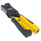 INTELLINET 780124 :: 2-in-1 Crimper and Cable Tester - Cuts, Strips, Terminates and Tests