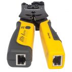 INTELLINET 780124 :: 2-in-1 Crimper and Cable Tester - Cuts, Strips, Terminates and Tests