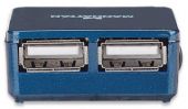 MANHATTAN 160605:: Hi-Speed USB Micro Hub, 4 Ports, Bus Power, Blue